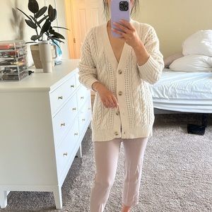 Babaton 2XS cream cable knit sweater (Cheshire cardigan)